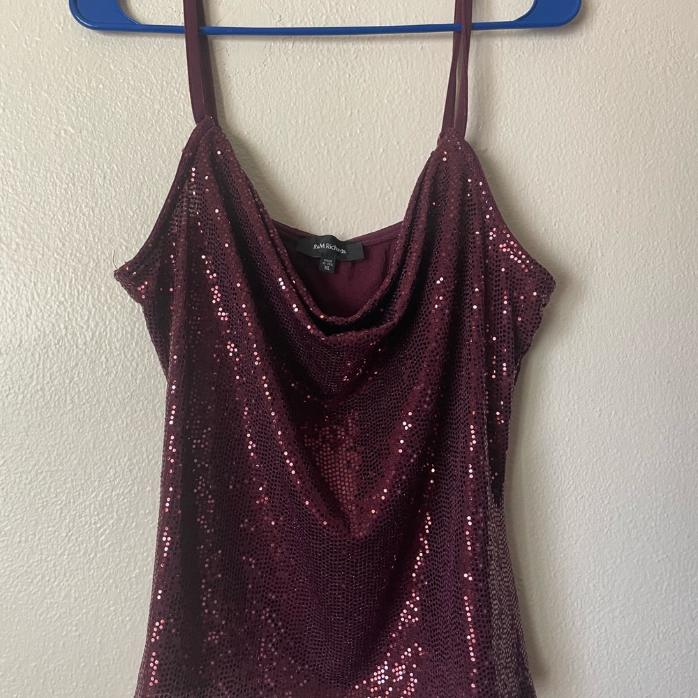 Burgundy Sequin Women's Top